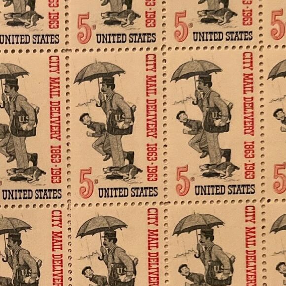 MNH 1963  City Mail Delivery 1863-1963 Sheet of 50 5c Stamps Scott #1238 - Picture 1 of 2